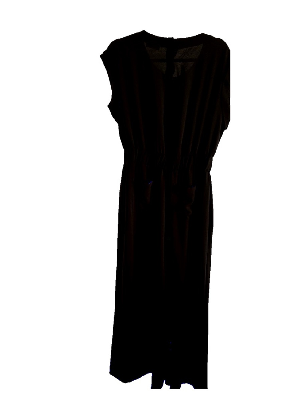 Calvin Klein Black Cap-Sleeve Tie-Waist Jumpsuit